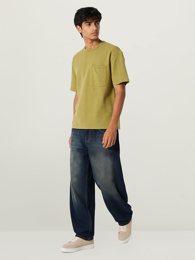 Self-Textured Regular-Fit T-Shirt