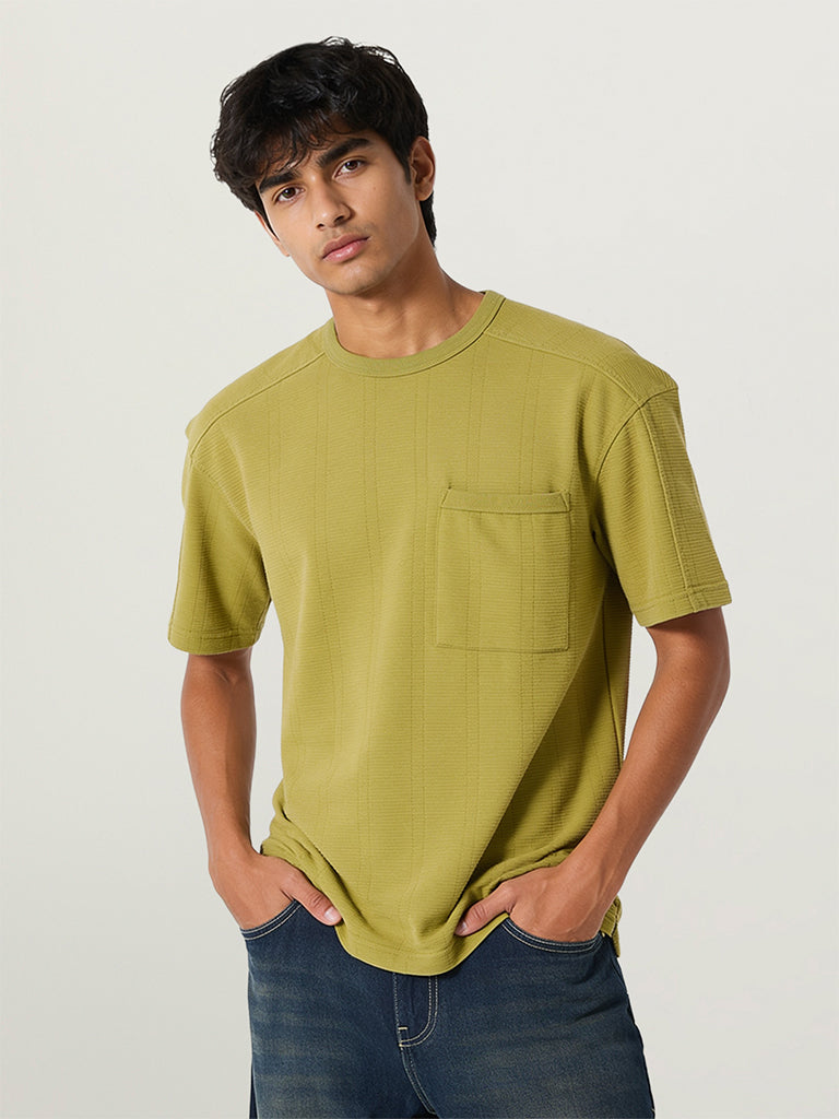 Self-Textured Regular-Fit T-Shirt