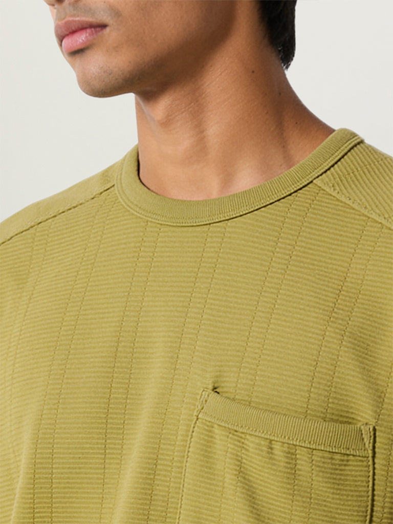 Self-Textured Regular-Fit T-Shirt